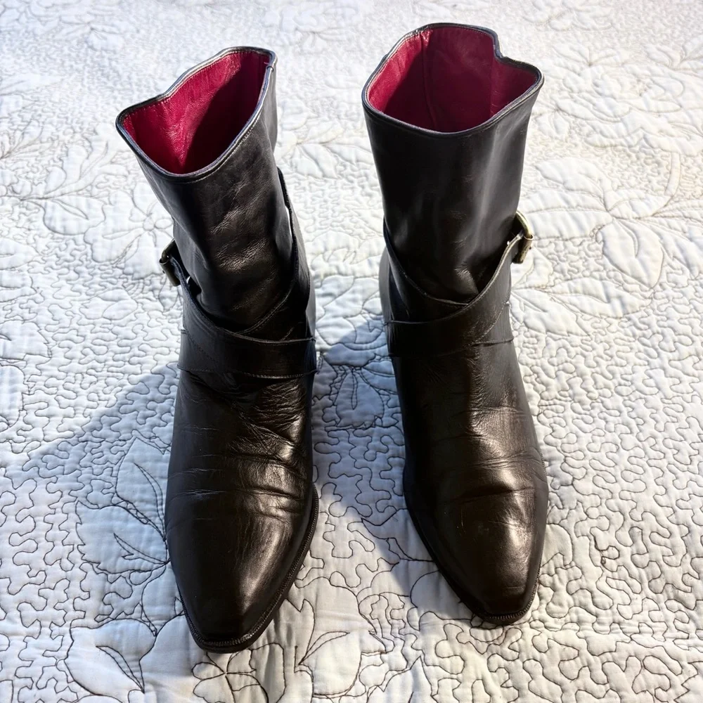 Yves Saint Laurent YSL Paris Tom Ford Era Leather Strap Ankle Boots Sz 9 🧡